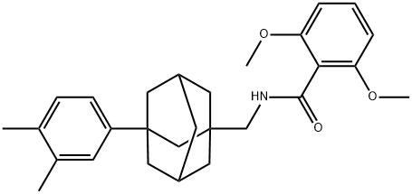 N-[[3-(3,4-dimethylphenyl)-1-adamantyl]methyl]-2,6-dimethoxybenzamide 结构式