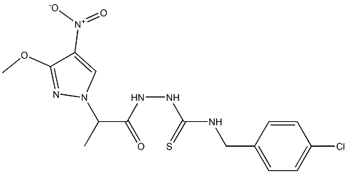 1-[(4-chlorophenyl)methyl]-3-[2-(3-methoxy-4-nitropyrazol-1-yl)propanoylamino]thiourea 结构式