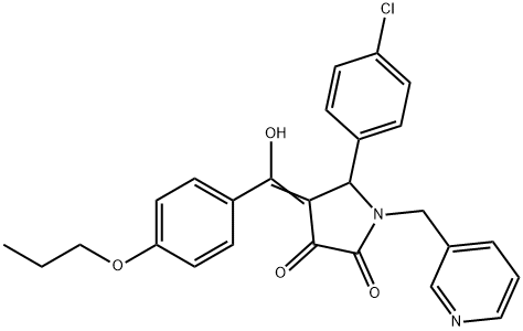(4E)-5-(4-chlorophenyl)-4-[hydroxy-(4-propoxyphenyl)methylidene]-1-(pyridin-3-ylmethyl)pyrrolidine-2,3-dione 结构式