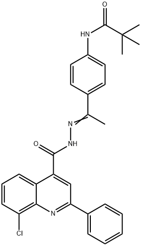 8-chloro-N-[(Z)-1-[4-(2,2-dimethylpropanoylamino)phenyl]ethylideneamino]-2-phenylquinoline-4-carboxamide 结构式