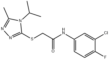 N-(3-chloro-4-fluorophenyl)-2-[(5-methyl-4-propan-2-yl-1,2,4-triazol-3-yl)sulfanyl]acetamide 结构式