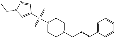 1-(1-ethylpyrazol-4-yl)sulfonyl-4-[(E)-3-phenylprop-2-enyl]piperazine 结构式