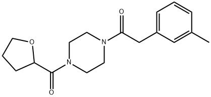 2-(3-methylphenyl)-1-[4-(oxolane-2-carbonyl)piperazin-1-yl]ethanone 结构式