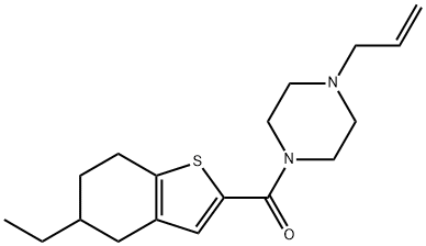 (5-ethyl-4,5,6,7-tetrahydro-1-benzothiophen-2-yl)-(4-prop-2-enylpiperazin-1-yl)methanone 结构式