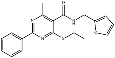 4-ethylsulfanyl-N-(furan-2-ylmethyl)-6-methyl-2-phenylpyrimidine-5-carboxamide 结构式