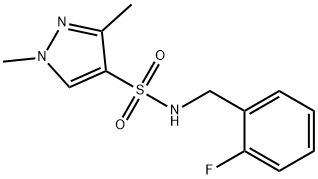 N-[(2-fluorophenyl)methyl]-1,3-dimethylpyrazole-4-sulfonamide 结构式