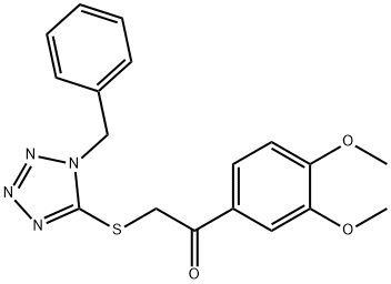 2-(1-benzyltetrazol-5-yl)sulfanyl-1-(3,4-dimethoxyphenyl)ethanone 结构式