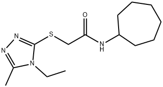 N-cycloheptyl-2-[(4-ethyl-5-methyl-1,2,4-triazol-3-yl)sulfanyl]acetamide 结构式