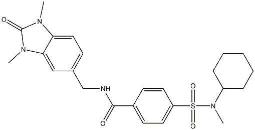 4-[cyclohexyl(methyl)sulfamoyl]-N-[(1,3-dimethyl-2-oxobenzimidazol-5-yl)methyl]benzamide 结构式