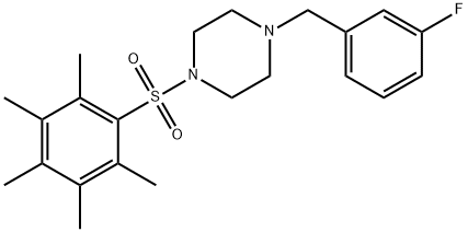 1-[(3-fluorophenyl)methyl]-4-(2,3,4,5,6-pentamethylphenyl)sulfonylpiperazine 结构式