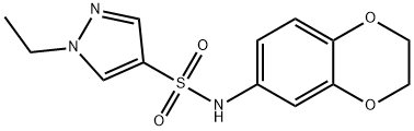 N-(2,3-dihydro-1,4-benzodioxin-6-yl)-1-ethylpyrazole-4-sulfonamide 结构式