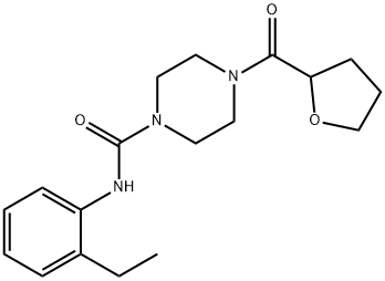 N-(2-ethylphenyl)-4-(oxolane-2-carbonyl)piperazine-1-carboxamide 结构式