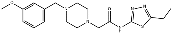 N-(5-ethyl-1,3,4-thiadiazol-2-yl)-2-[4-[(3-methoxyphenyl)methyl]piperazin-1-yl]acetamide 结构式