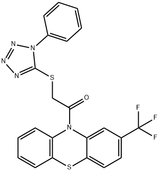 2-(1-phenyltetrazol-5-yl)sulfanyl-1-[2-(trifluoromethyl)phenothiazin-10-yl]ethanone 结构式