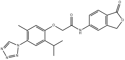 2-[5-methyl-2-propan-2-yl-4-(tetrazol-1-yl)phenoxy]-N-(1-oxo-3H-2-benzofuran-5-yl)acetamide 结构式