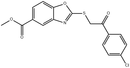 methyl 2-[2-(4-chlorophenyl)-2-oxoethyl]sulfanyl-1,3-benzoxazole-5-carboxylate 结构式