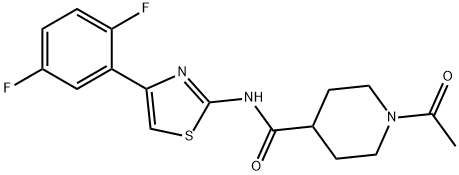 1-acetyl-N-[4-(2,5-difluorophenyl)-1,3-thiazol-2-yl]piperidine-4-carboxamide 结构式