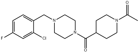 1-[4-[4-[(2-chloro-4-fluorophenyl)methyl]piperazine-1-carbonyl]piperidin-1-yl]ethanone 结构式