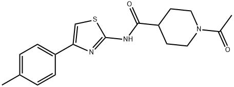 1-acetyl-N-[4-(4-methylphenyl)-1,3-thiazol-2-yl]piperidine-4-carboxamide 结构式