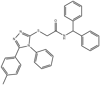 N-benzhydryl-2-[[5-(4-methylphenyl)-4-phenyl-1,2,4-triazol-3-yl]sulfanyl]acetamide 结构式