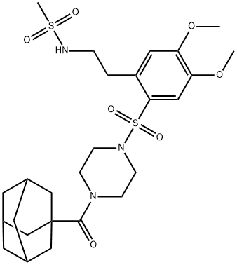 N-[2-[2-[4-(adamantane-1-carbonyl)piperazin-1-yl]sulfonyl-4,5-dimethoxyphenyl]ethyl]methanesulfonamide 结构式