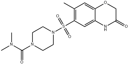 N,N-dimethyl-4-[(7-methyl-3-oxo-4H-1,4-benzoxazin-6-yl)sulfonyl]piperazine-1-carboxamide 结构式