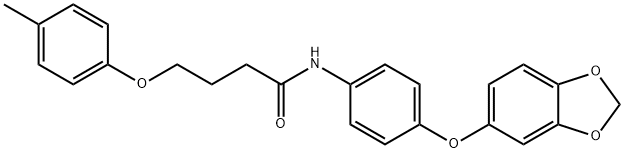 N-[4-(1,3-benzodioxol-5-yloxy)phenyl]-4-(4-methylphenoxy)butanamide 结构式