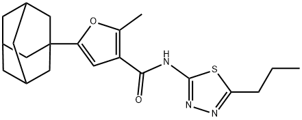 5-(1-adamantyl)-2-methyl-N-(5-propyl-1,3,4-thiadiazol-2-yl)furan-3-carboxamide 结构式