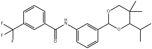 N-[3-(5,5-dimethyl-4-propan-2-yl-1,3-dioxan-2-yl)phenyl]-3-(trifluoromethyl)benzamide 结构式