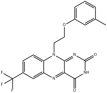 10-[2-(3-methylphenoxy)ethyl]-7-(trifluoromethyl)benzo[g]pteridine-2,4-dione 结构式