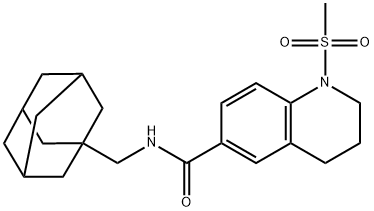 N-(1-adamantylmethyl)-1-methylsulfonyl-3,4-dihydro-2H-quinoline-6-carboxamide 结构式