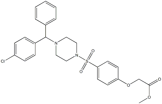 methyl 2-[4-[4-[(4-chlorophenyl)-phenylmethyl]piperazin-1-yl]sulfonylphenoxy]acetate 结构式