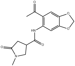 N-(6-acetyl-1,3-benzodioxol-5-yl)-1-methyl-5-oxopyrrolidine-3-carboxamide 结构式