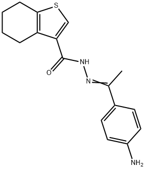 N-[(E)-1-(4-aminophenyl)ethylideneamino]-4,5,6,7-tetrahydro-1-benzothiophene-3-carboxamide 结构式