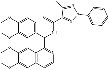 N-[(6,7-dimethoxyisoquinolin-1-yl)-(3,4-dimethoxyphenyl)methyl]-5-methyl-2-phenyltriazole-4-carboxamide 结构式