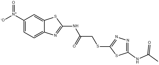 2-[(5-acetamido-1,3,4-thiadiazol-2-yl)sulfanyl]-N-(6-nitro-1,3-benzothiazol-2-yl)acetamide 结构式