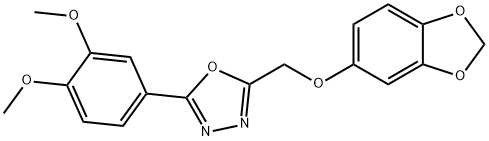 2-(1,3-benzodioxol-5-yloxymethyl)-5-(3,4-dimethoxyphenyl)-1,3,4-oxadiazole 结构式