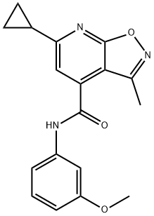 6-cyclopropyl-N-(3-methoxyphenyl)-3-methyl-[1,2]oxazolo[5,4-b]pyridine-4-carboxamide 结构式