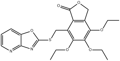 4,5,6-triethoxy-7-([1,3]oxazolo[4,5-b]pyridin-2-ylsulfanylmethyl)-3H-2-benzofuran-1-one 结构式