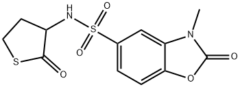 3-methyl-2-oxo-N-(2-oxothiolan-3-yl)-1,3-benzoxazole-5-sulfonamide 结构式