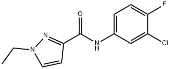 N-(3-chloro-4-fluorophenyl)-1-ethylpyrazole-3-carboxamide 结构式