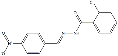 2-chloro-N-[(E)-(4-nitrophenyl)methylideneamino]benzamide 结构式