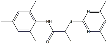 2-(4,6-dimethylpyrimidin-2-yl)sulfanyl-N-(2,4,6-trimethylphenyl)propanamide 结构式