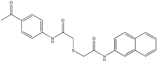 N-(4-acetylphenyl)-2-[2-(naphthalen-2-ylamino)-2-oxoethyl]sulfanylacetamide 结构式