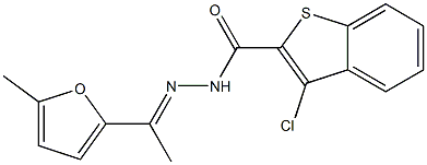 3-chloro-N-[(E)-1-(5-methylfuran-2-yl)ethylideneamino]-1-benzothiophene-2-carboxamide 结构式