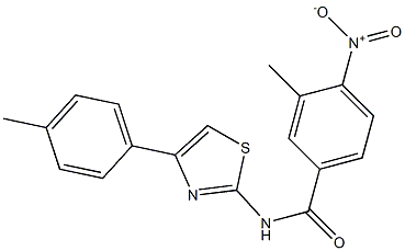 3-methyl-N-[4-(4-methylphenyl)-1,3-thiazol-2-yl]-4-nitrobenzamide 结构式