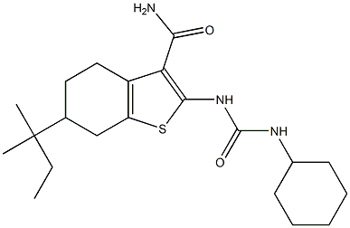 2-(cyclohexylcarbamoylamino)-6-(2-methylbutan-2-yl)-4,5,6,7-tetrahydro-1-benzothiophene-3-carboxamide 结构式