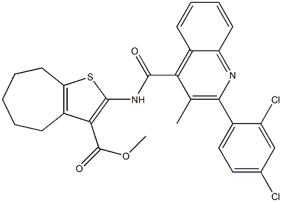 methyl 2-[[2-(2,4-dichlorophenyl)-3-methylquinoline-4-carbonyl]amino]-5,6,7,8-tetrahydro-4H-cyclohepta[b]thiophene-3-carboxylate 结构式