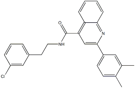 N-[2-(3-chlorophenyl)ethyl]-2-(3,4-dimethylphenyl)quinoline-4-carboxamide 结构式