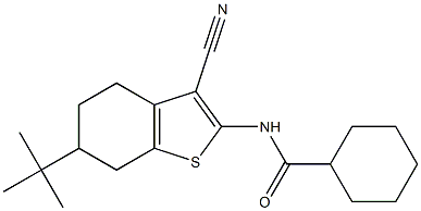 N-(6-tert-butyl-3-cyano-4,5,6,7-tetrahydro-1-benzothiophen-2-yl)cyclohexanecarboxamide 结构式